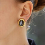 Vintage Angela Cummings Retro Hematite and Yellow Gold Earrings