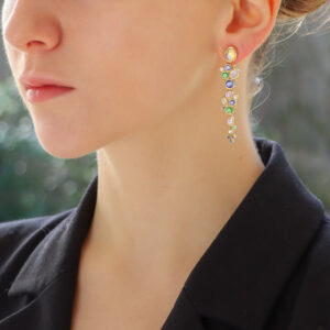 Vintage Temple St.Clair Moonstone, Sapphire and Garnet Earrings