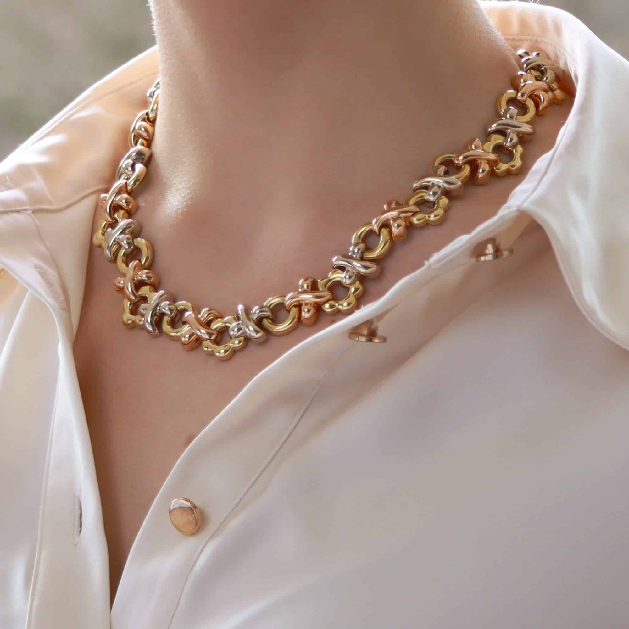 Vintage Garrard Tri coloured Chunky Necklace