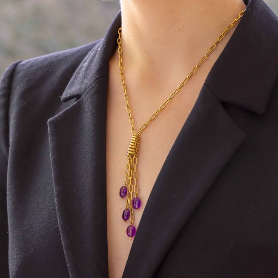 Vintage Italian Amethyst Tassel Necklace