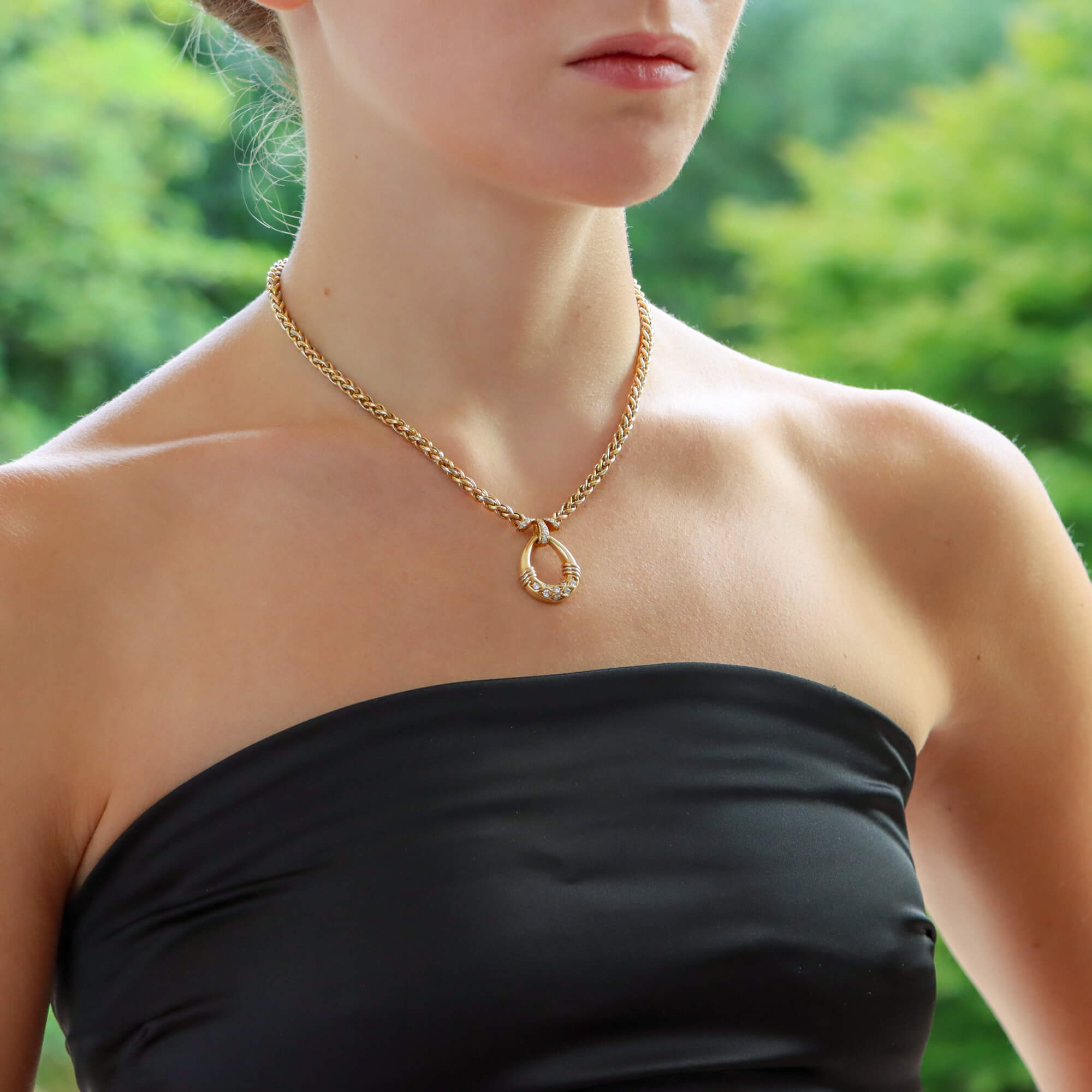 Vintage Cartier Chunky Diamond Necklace in Tri Coloured Gold