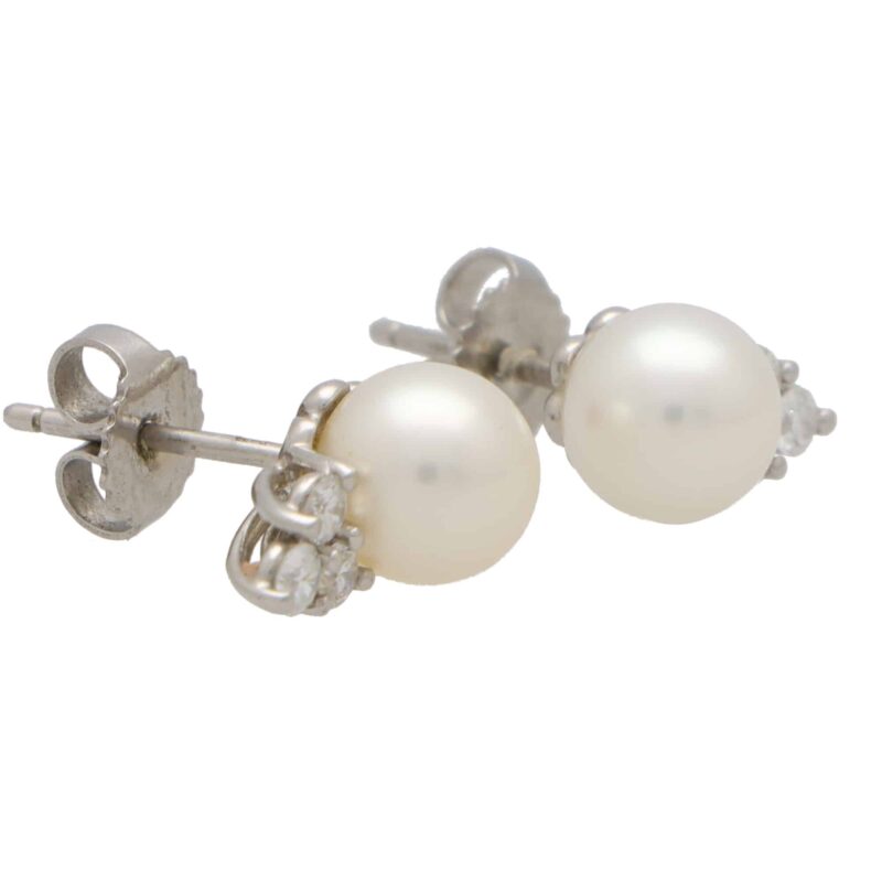 Vintage Tiffany & Co. Pearl and Diamond Trio Stud Earrings
