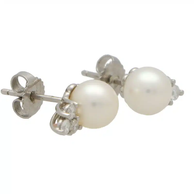 Vintage Tiffany & Co. Pearl and Diamond Trio Stud Earrings