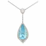 Vintage Tiffany & Co. Aquamarine and Diamond Drop Necklace