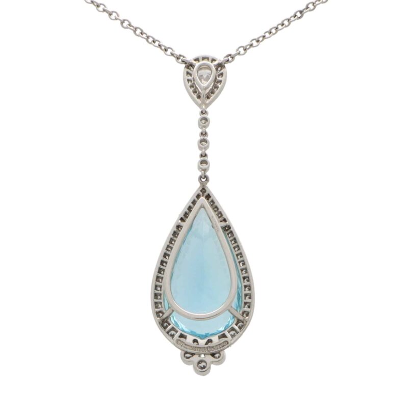 Vintage Tiffany & Co. Aquamarine and Diamond Drop Necklace