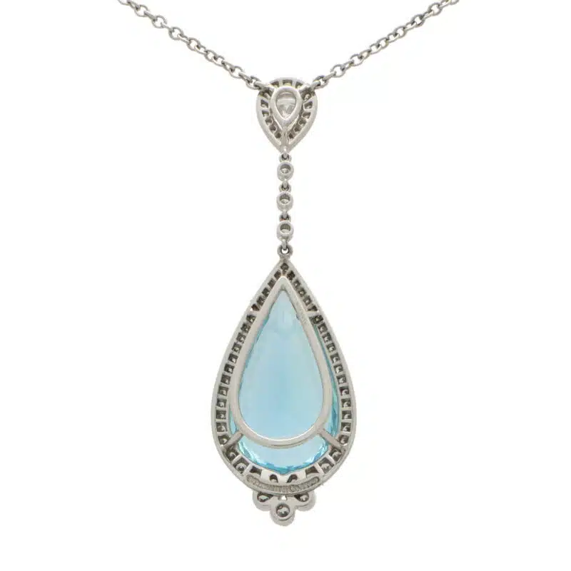 Vintage Tiffany & Co. Aquamarine and Diamond Drop Necklace