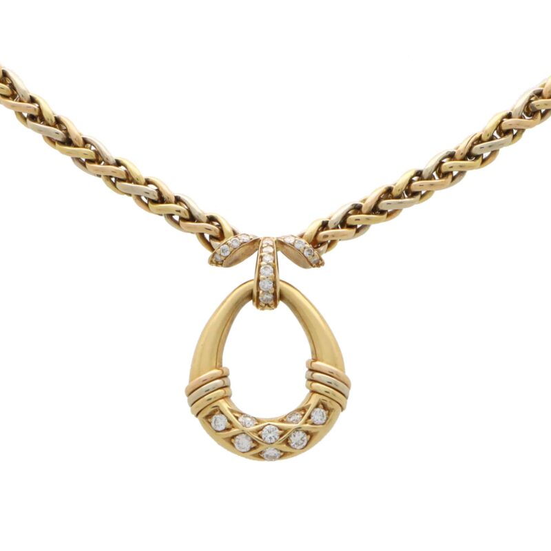 Vintage Cartier Chunky Diamond Necklace in Tri-Coloured Gold