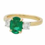 GIA Certified Emerald and Diamond Three Stone Ring