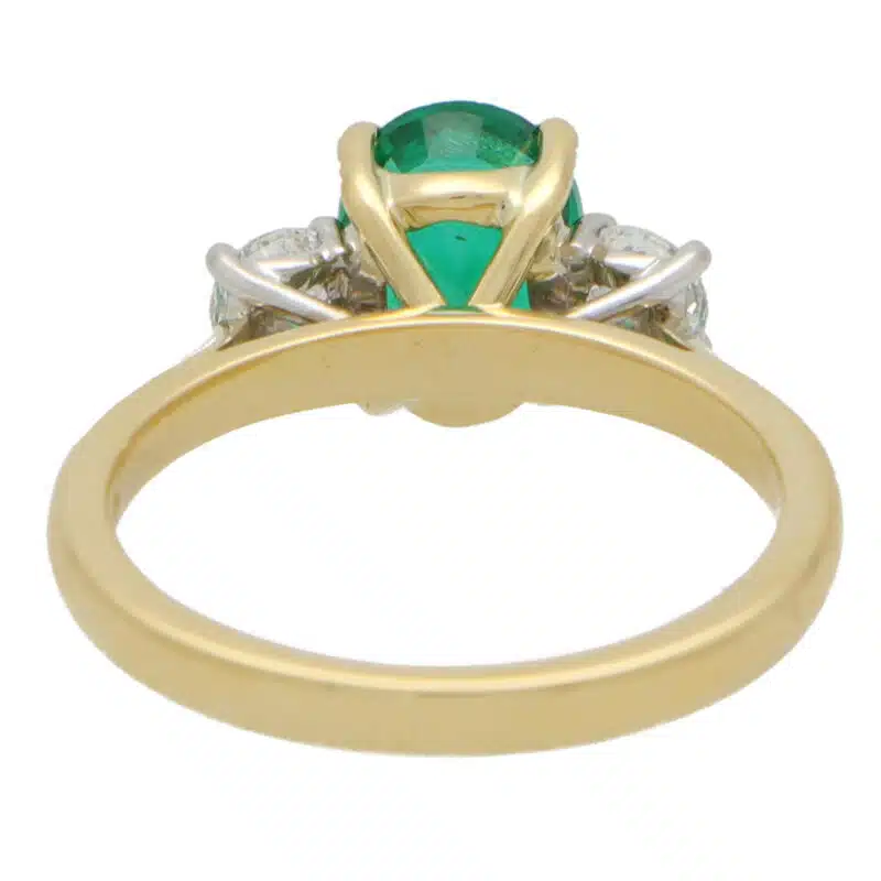 GIA Certified Emerald and Diamond Three Stone Ring