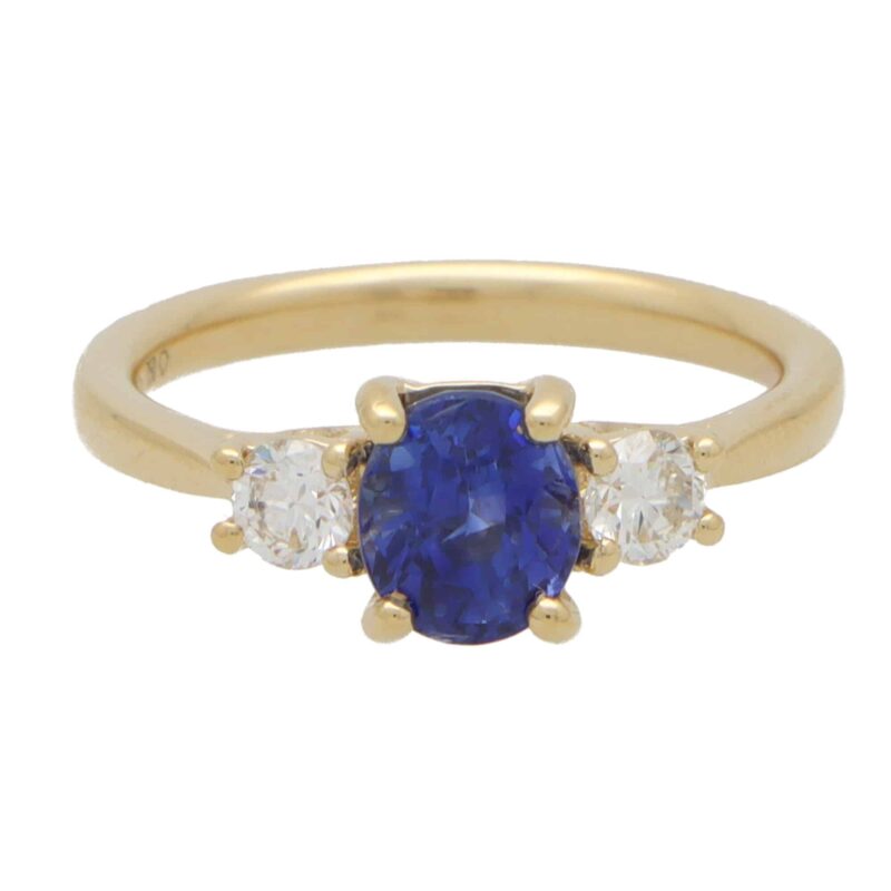 Sapphire and Diamond Three Stone Ring