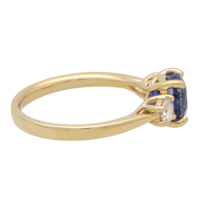 Sapphire and Diamond Three Stone Ring