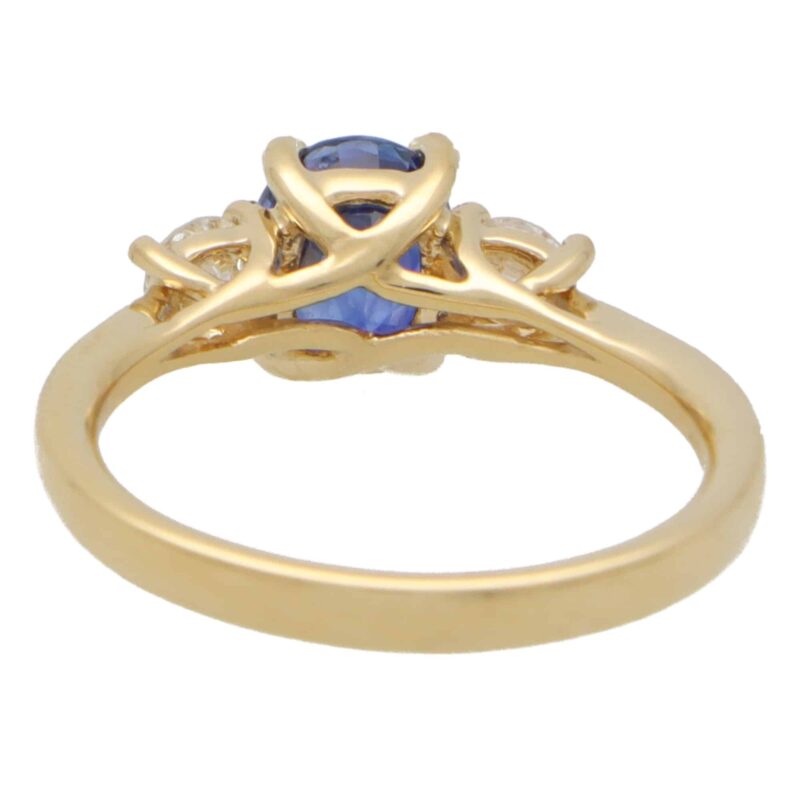 Sapphire and Diamond Three Stone Ring