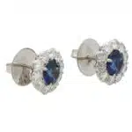 Sapphire and Diamond Cluster Earrings in Platinum
