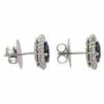 Sapphire and Diamond Cluster Earrings in Platinum