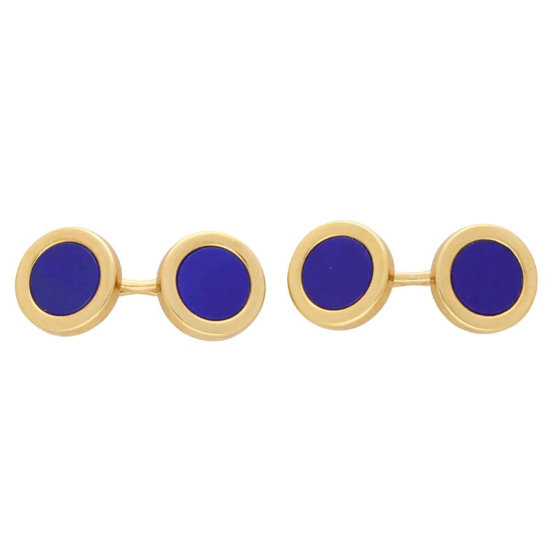 Vintage Tiffany & Co. Lapis Lazuli Round Cufflinks