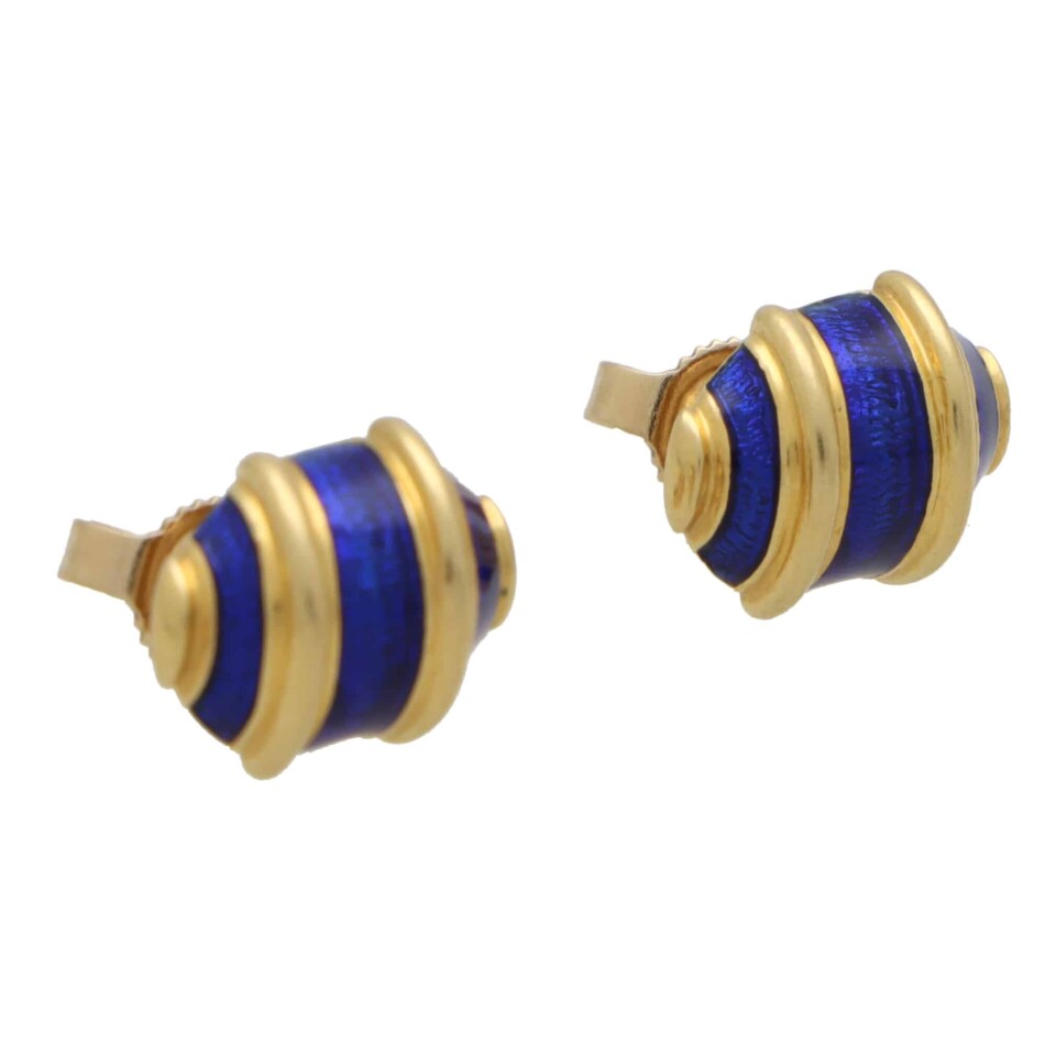 Vintage Jean Schlumberger for Tiffany & Co. Blue Enamel Earrings