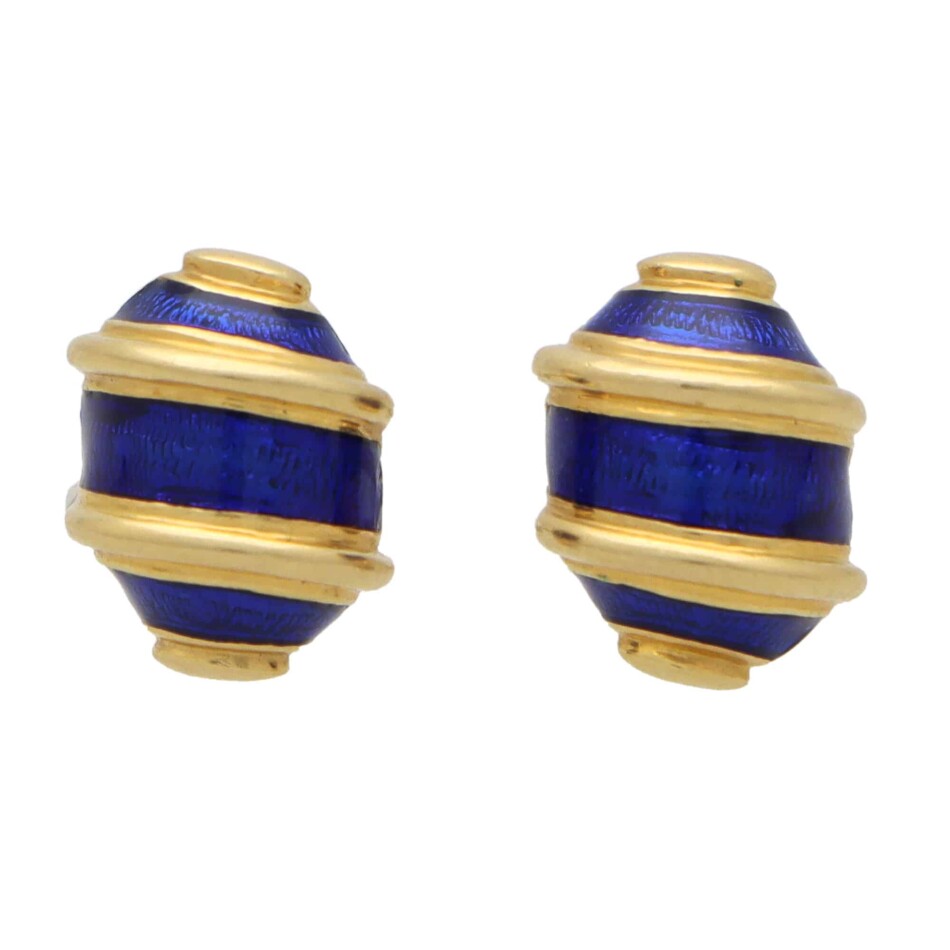 Vintage Jean Schlumberger for Tiffany & Co. Blue Enamel Earrings