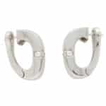 Vintage Mauboussin Paris Diamond Chunky Huggie Hoop Earrings