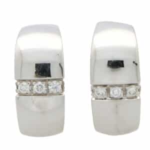 Vintage Mauboussin Paris Diamond Chunky Huggie Hoop Earrings