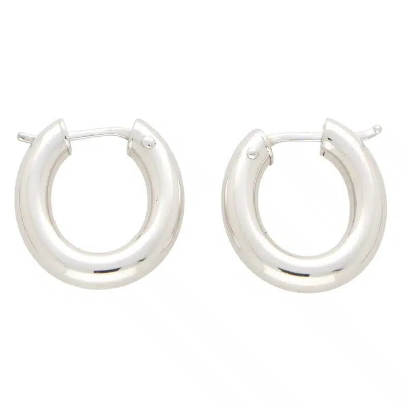 White Gold Oval Hoop Earrings