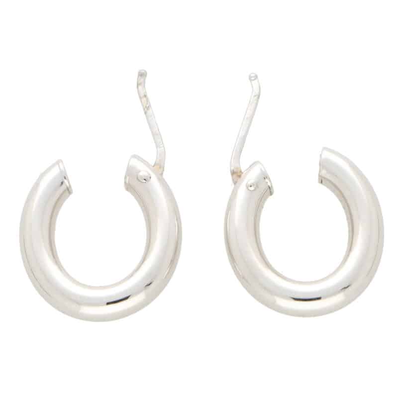 White Gold Oval Hoop Earrings