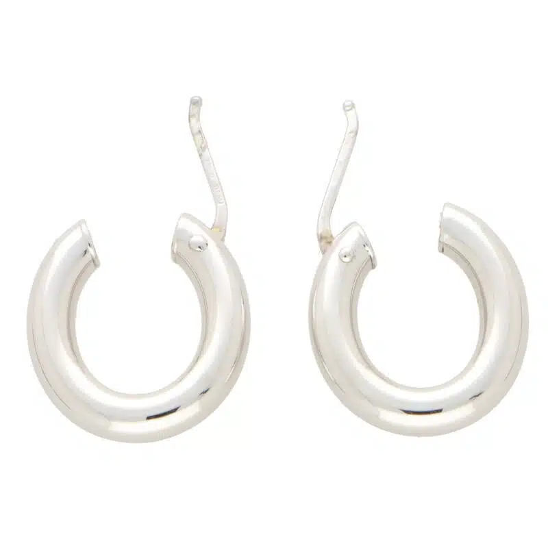 White Gold Oval Hoop Earrings