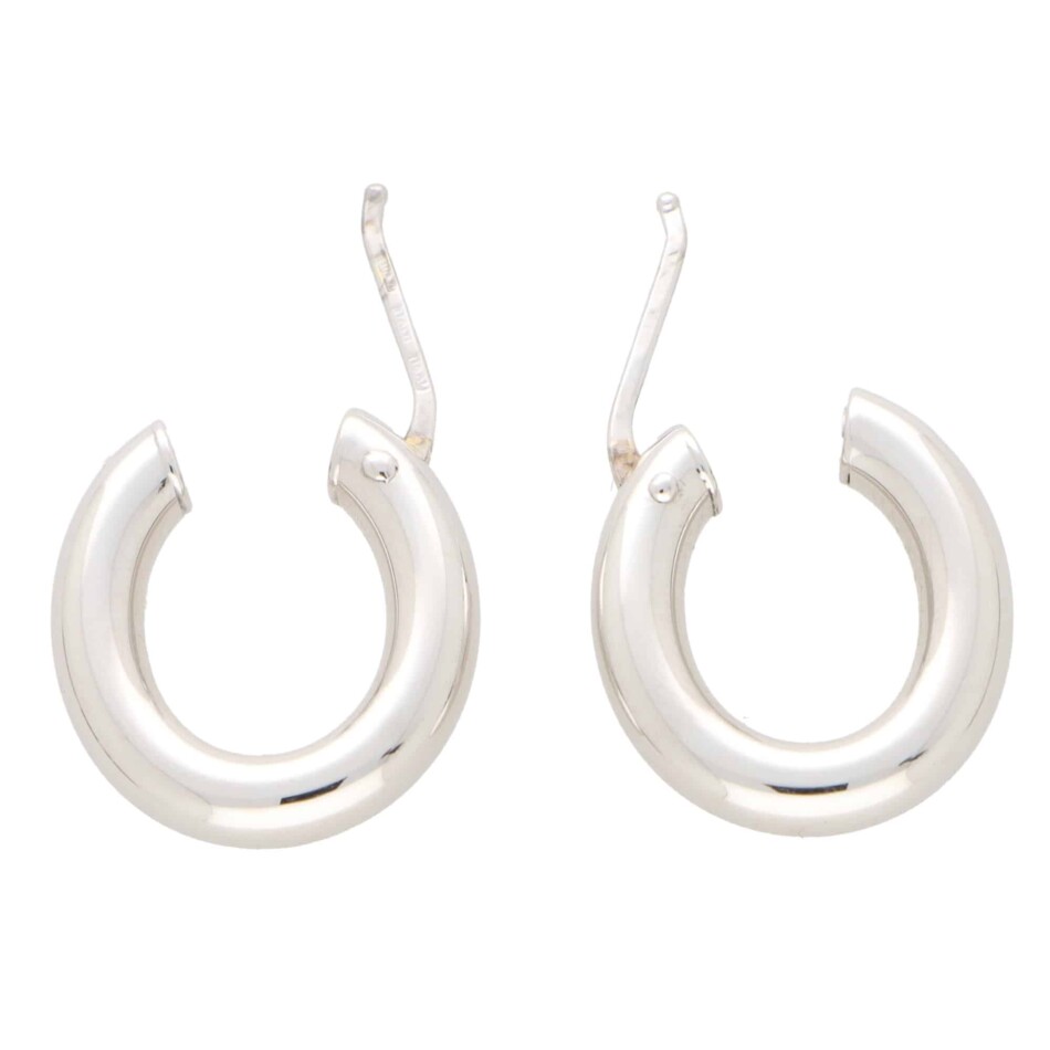 White Gold Oval Hoop Earrings