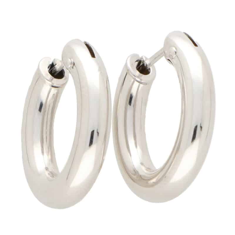 White Gold Oval Hoop Earrings