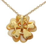 Vintage Mother-of-Pearl and Diamond Flower Pendant Necklace