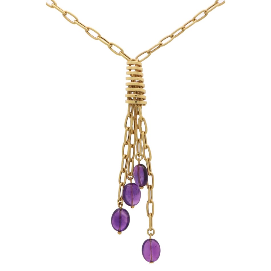 Vintage Italian Amethyst Tassel Necklace