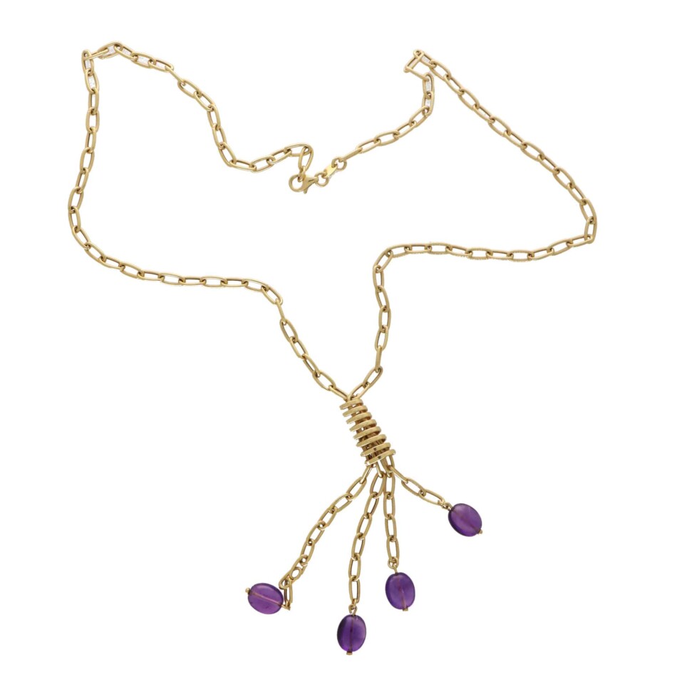 Vintage Italian Amethyst Tassel Necklace