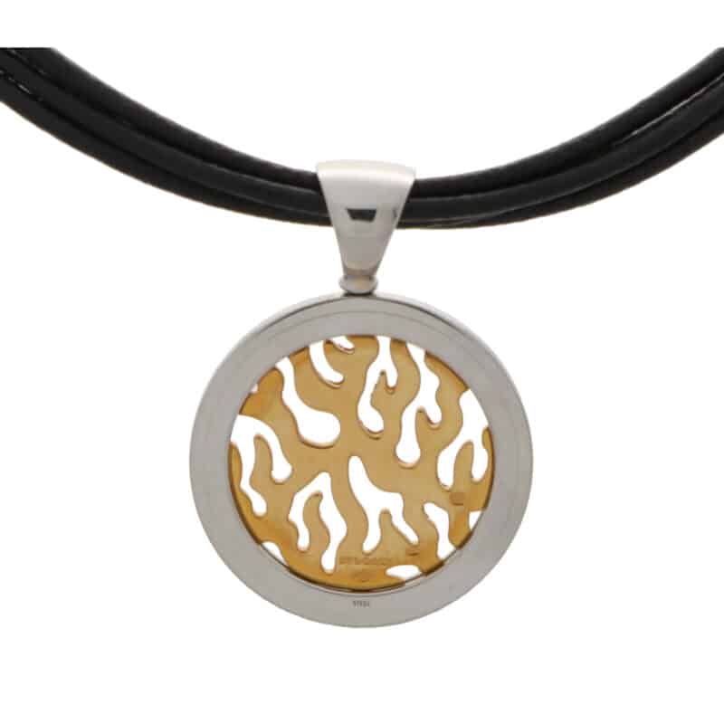 Bvlgari Tondo Fire Diamond Pendant in Steel and Yellow Gold