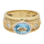 Vintage Aquamarine and Diamond Etruscan Inspired Ring