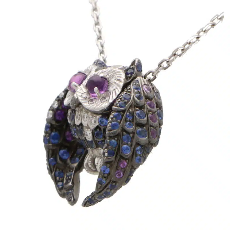 Vintage Boucheron Amethyst, Sapphire and Diamond Owl Necklace