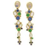 Vintage Temple St.Clair Moonstone, Sapphire and Garnet Earrings