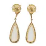 Vintage Moonstone and Diamond Lightning Bolt Drop Earrings