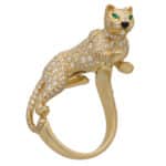 Cartier Diamond and Green Garnet Walking Panther Ring