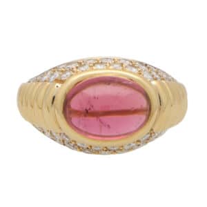 Vintage Bulgari Tourmaline and Diamond Bypass Ring