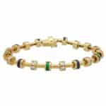 Vintage Charles Krypell Diamond, Sapphire and Emerald Bracelet