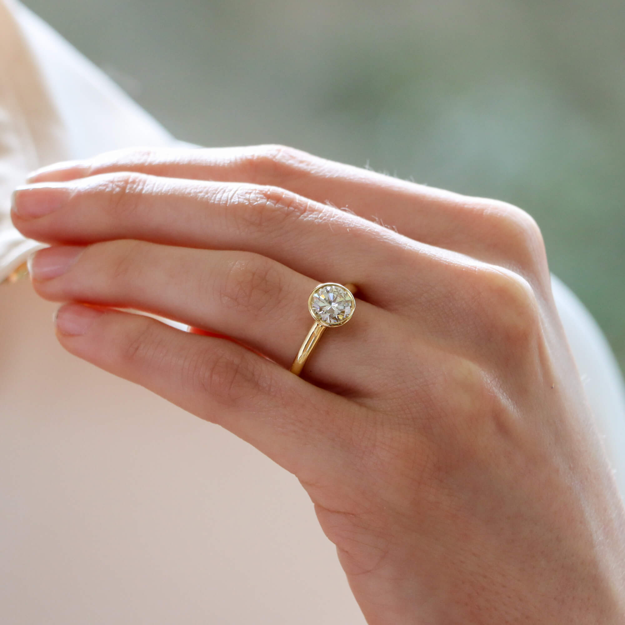 Bezel set shop wedding rings