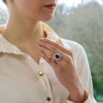 Vintage Sapphire and Diamond Diana Inspired Cluster Ring