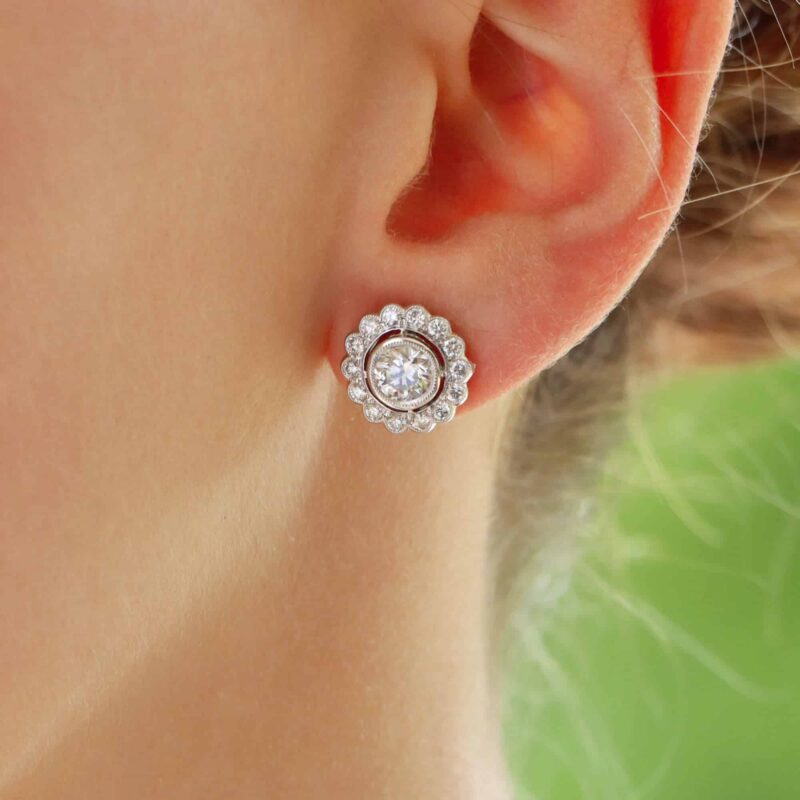 Diamond Floral Cluster Earrings