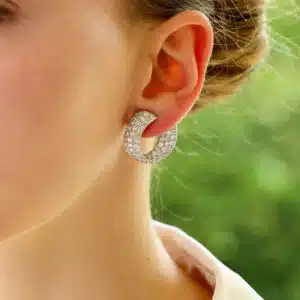 Vintage Diamond Twisted Clip On Hoops