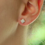 Princess Cut Diamond Halo Stud Earrings