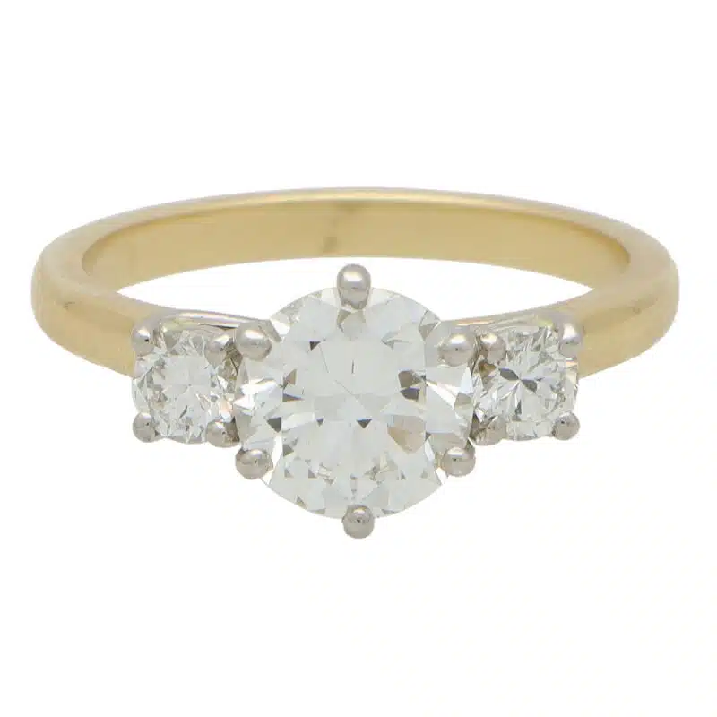 Certified Round Brilliant Diamond Three Stone Ring