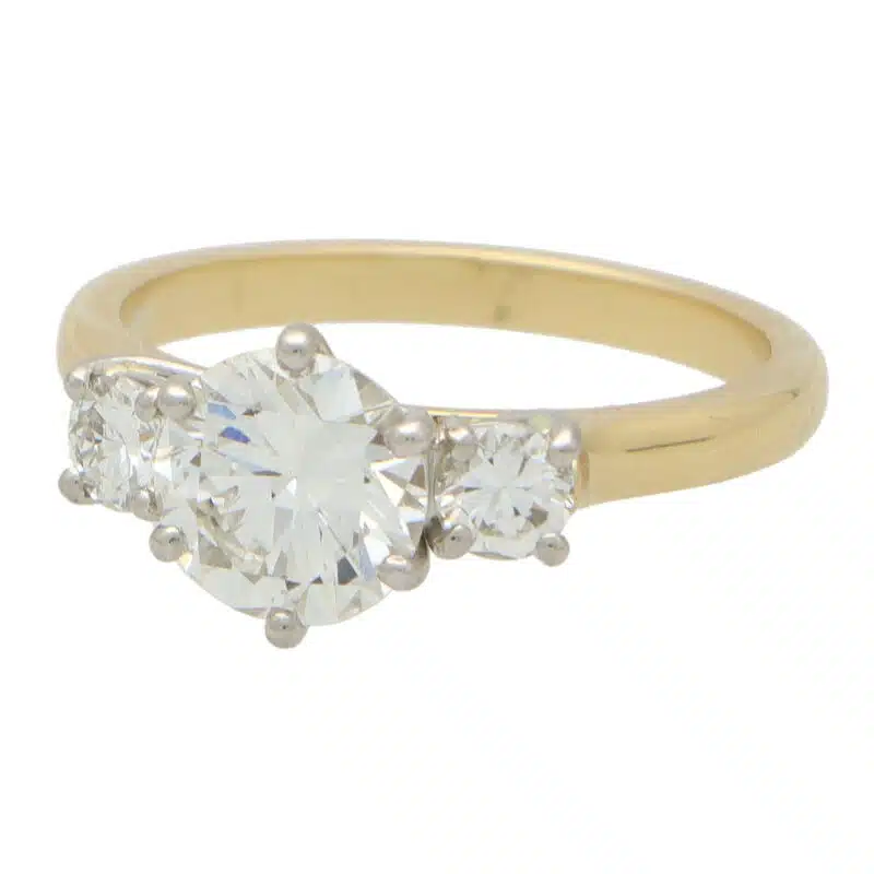 Certified Round Brilliant Diamond Three Stone Ring