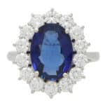 Vintage Sapphire and Diamond Diana Inspired Cluster Ring