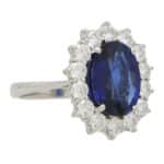 Vintage Sapphire and Diamond Diana Inspired Cluster Ring