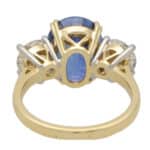 Certified 7.18ct Unheated Sapphire and Diamond Three Stone Ring