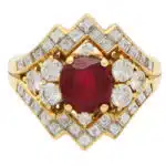 Vintage Piaget Ruby and Diamond Cluster Ring
